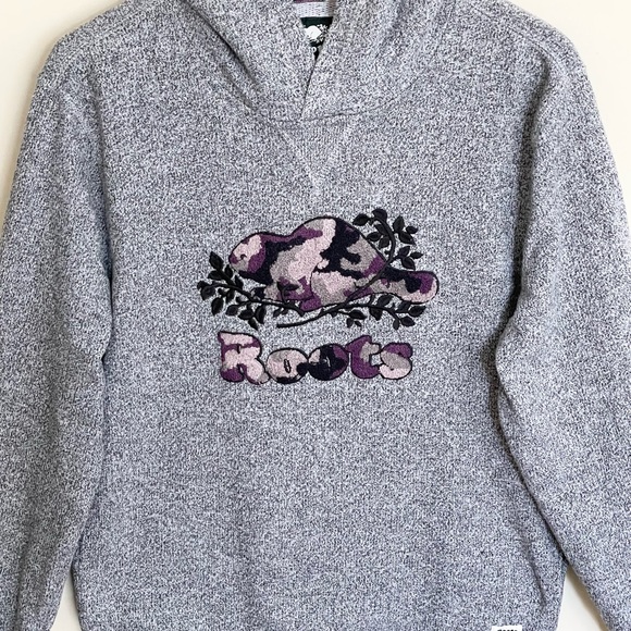 Roots Canada Camo Chenille Gray Hoodie Adult size Large - Picture 3 of 9